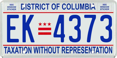 DC license plate EK4373