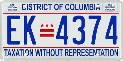 DC license plate EK4374