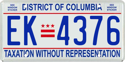 DC license plate EK4376