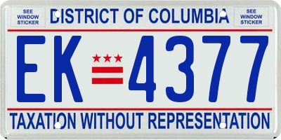 DC license plate EK4377