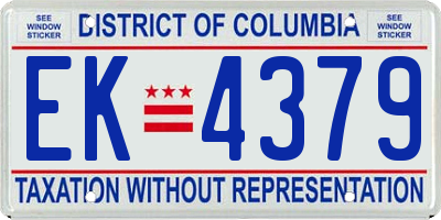 DC license plate EK4379