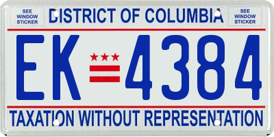 DC license plate EK4384
