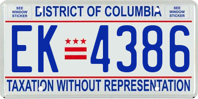 DC license plate EK4386