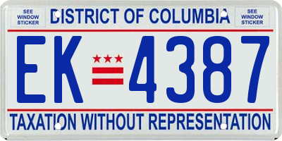 DC license plate EK4387