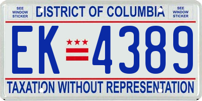 DC license plate EK4389