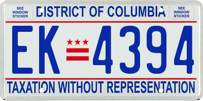 DC license plate EK4394