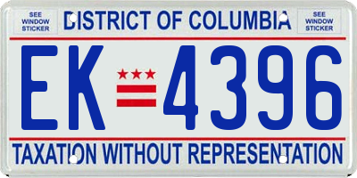 DC license plate EK4396