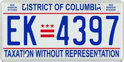 DC license plate EK4397