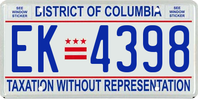 DC license plate EK4398