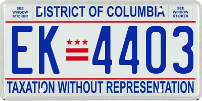 DC license plate EK4403