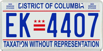 DC license plate EK4407