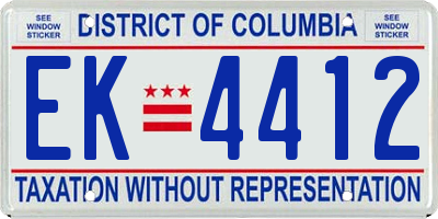 DC license plate EK4412