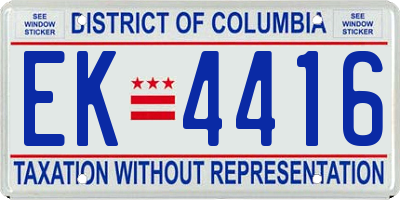 DC license plate EK4416