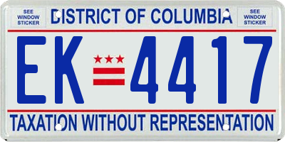 DC license plate EK4417