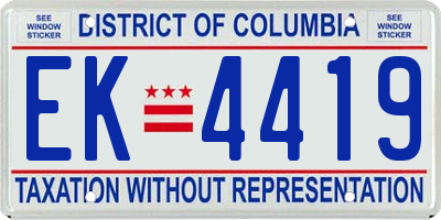 DC license plate EK4419