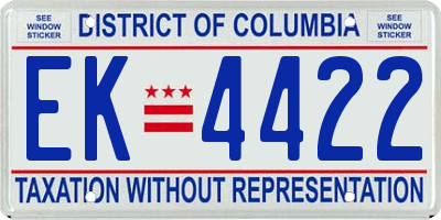 DC license plate EK4422