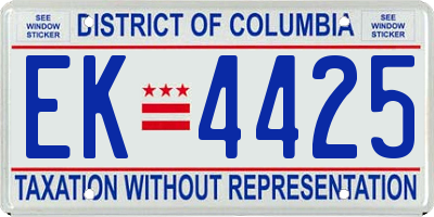 DC license plate EK4425