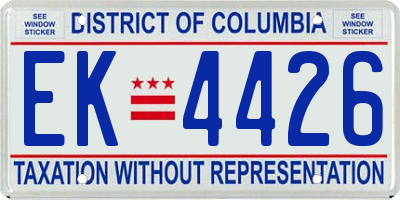 DC license plate EK4426