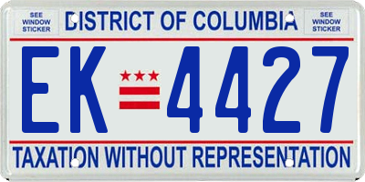 DC license plate EK4427