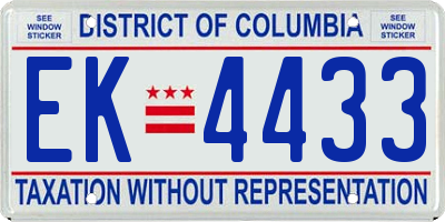 DC license plate EK4433