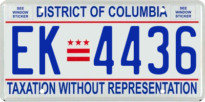 DC license plate EK4436