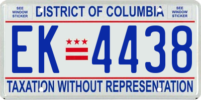 DC license plate EK4438