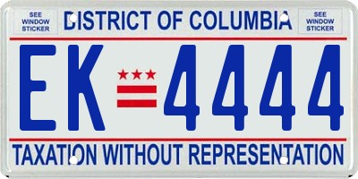 DC license plate EK4444