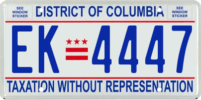 DC license plate EK4447