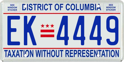 DC license plate EK4449