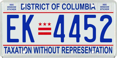 DC license plate EK4452