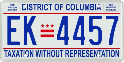 DC license plate EK4457