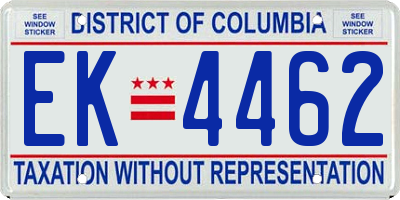 DC license plate EK4462