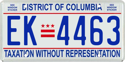 DC license plate EK4463