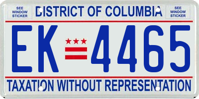 DC license plate EK4465