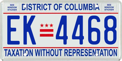 DC license plate EK4468
