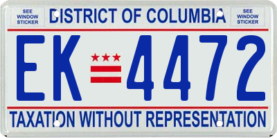 DC license plate EK4472