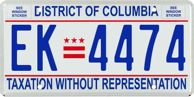 DC license plate EK4474