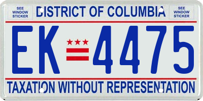 DC license plate EK4475