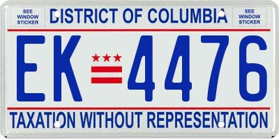 DC license plate EK4476