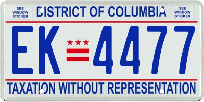 DC license plate EK4477