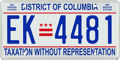 DC license plate EK4481