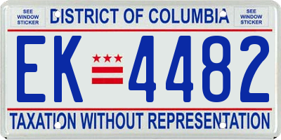 DC license plate EK4482