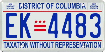 DC license plate EK4483
