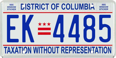 DC license plate EK4485