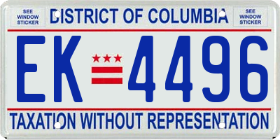 DC license plate EK4496