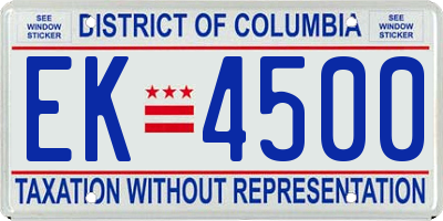DC license plate EK4500