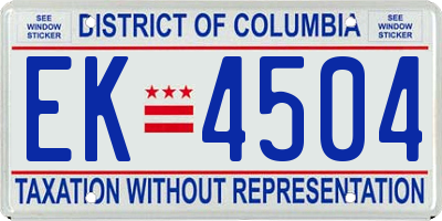 DC license plate EK4504