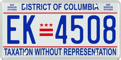DC license plate EK4508