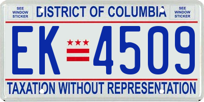 DC license plate EK4509