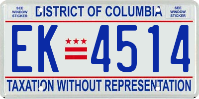 DC license plate EK4514